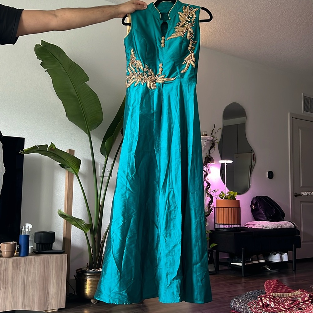 Teal anarkali gown